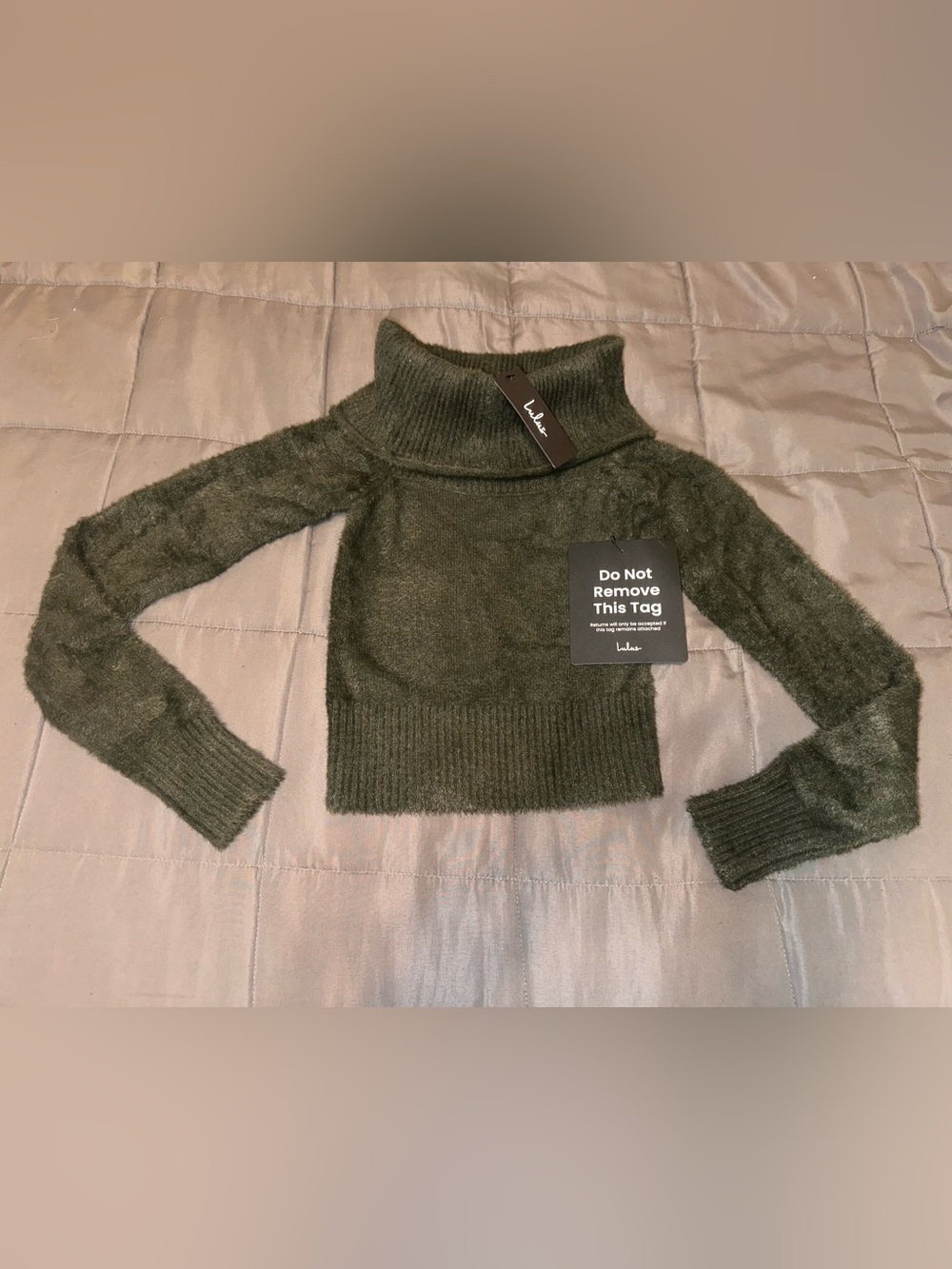 ✨NEW ✨ Lulus Ravenna Forest Green Eyelash Knit Off-the-Shoulder Sweater NWT